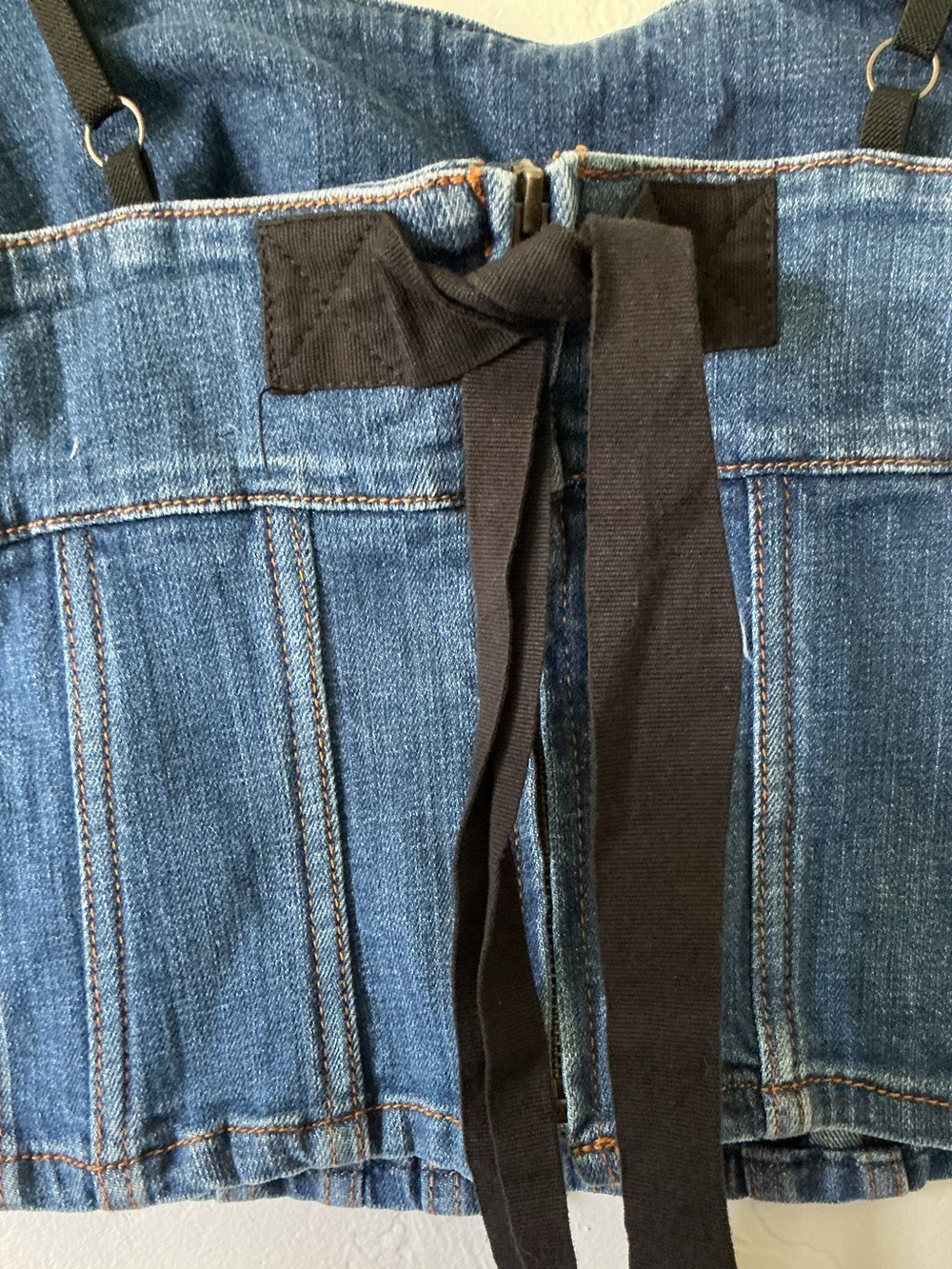 Maeve Denim Corset Tank Top with Tie Back Detail - Picture 6 of 8